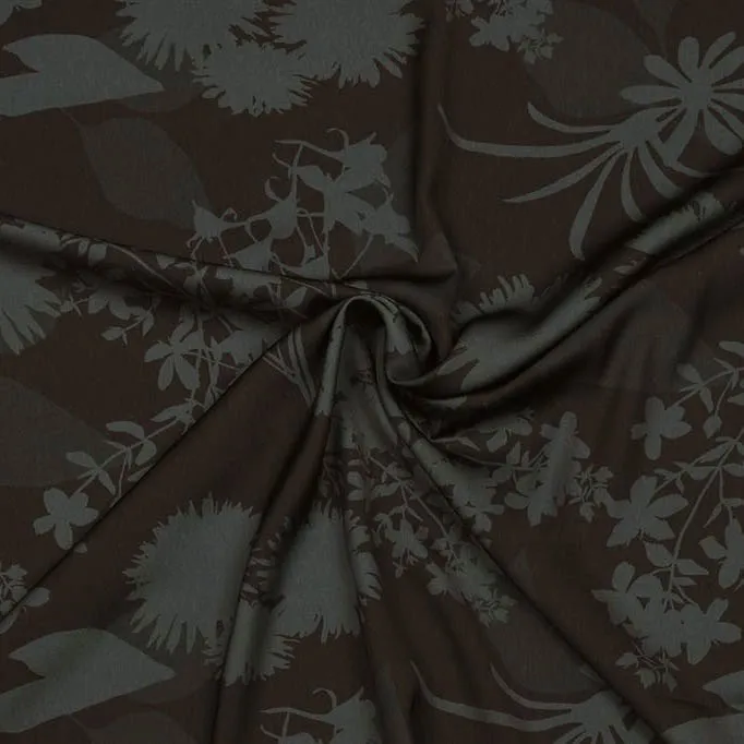 Polyester zwart toon-op-toon bloemen